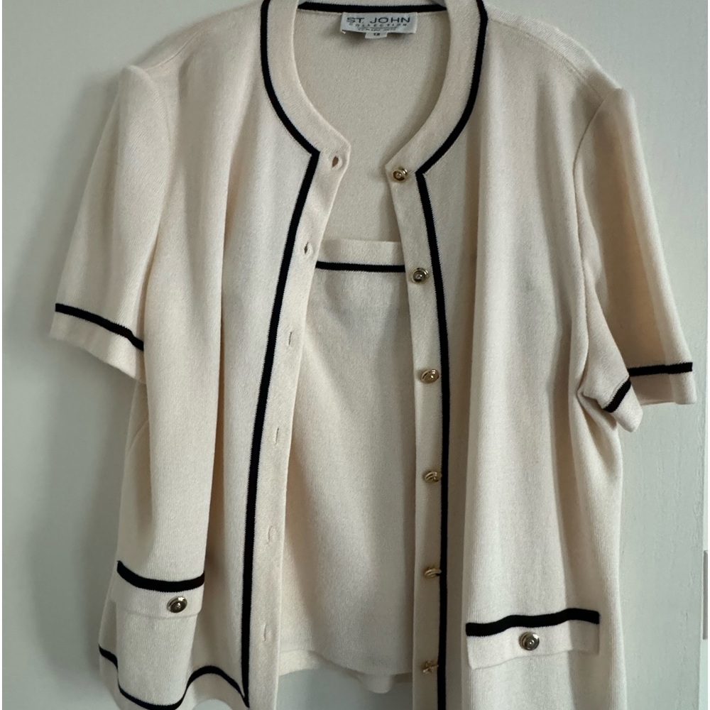St John Collection by Marie Gray twin set in size 12 cardigan size M knit tank.